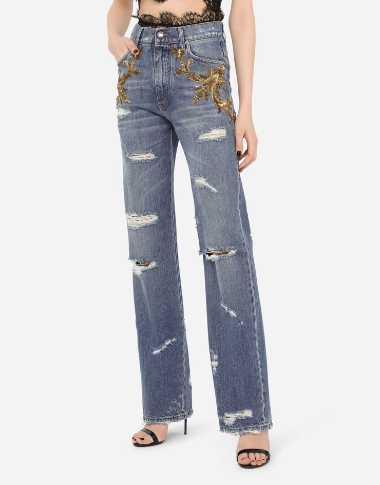 Flared jeans with French wire embellishment - 4