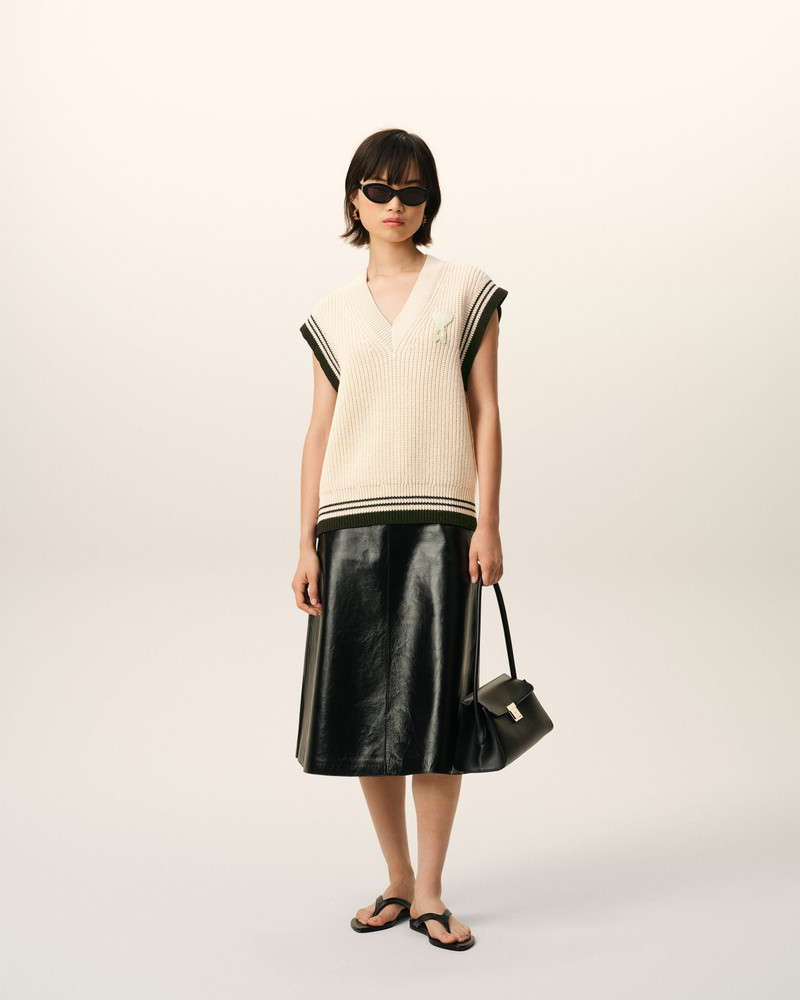 AMI Paris WHITE RIBBED WOOL SLEEVELESS AMI DE COEUR SWEATER outlook
