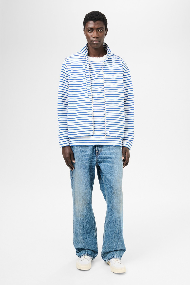 Our Legacy Shrunken Fullzip Polo Genova Stripe Rough Cotton outlook