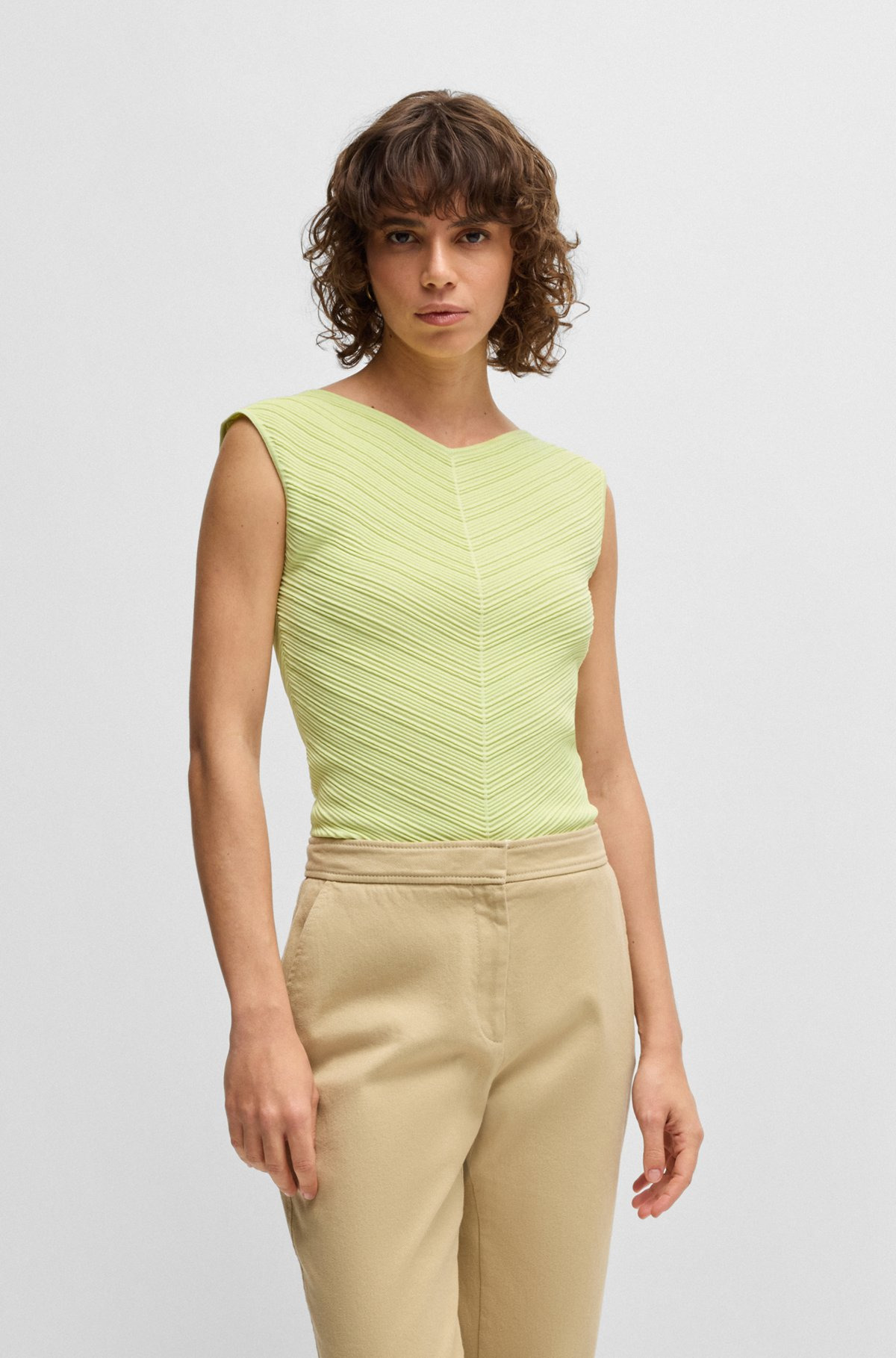 V-NECK TOP WITH KNITTED STRUCTURE - 2