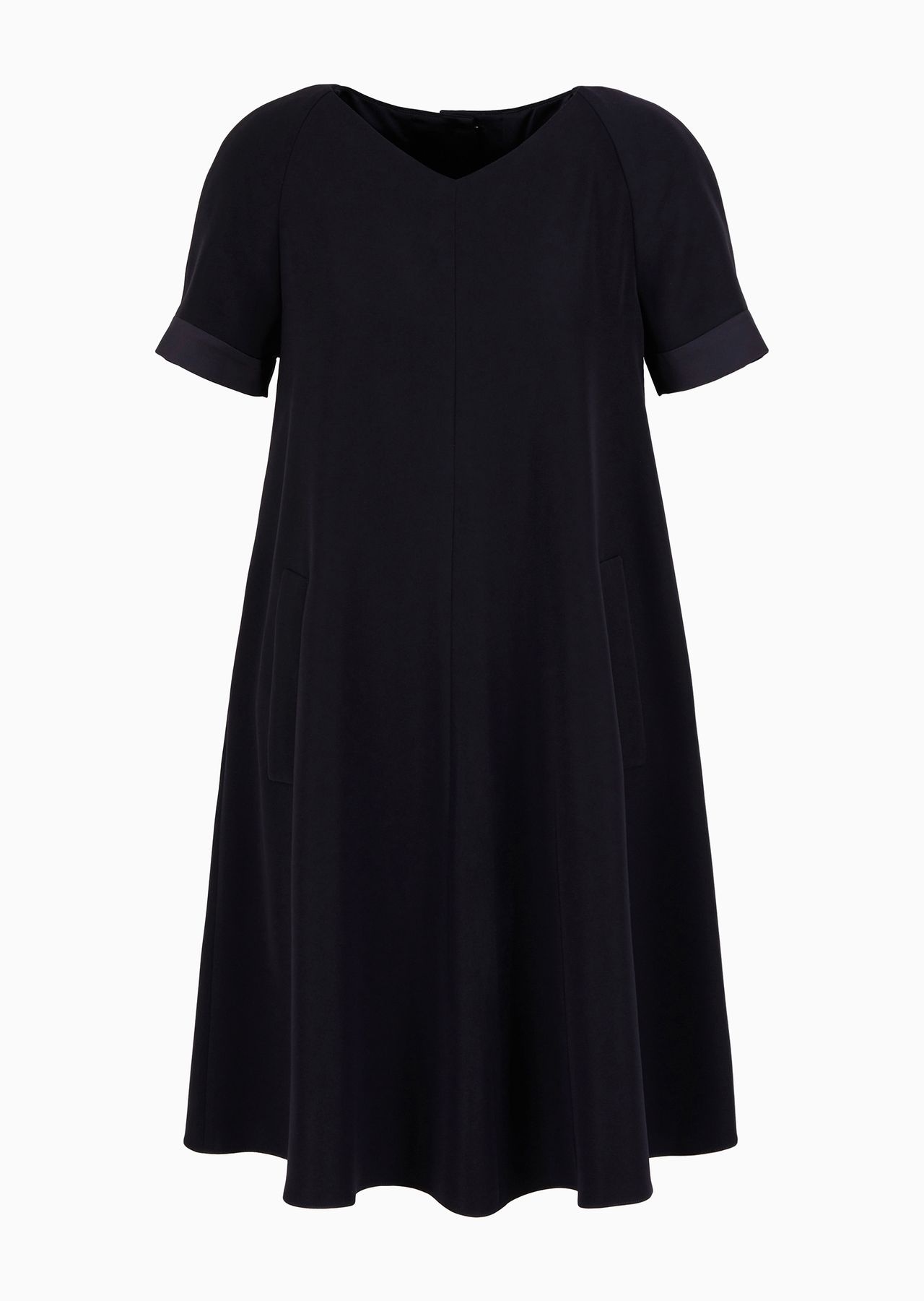 Tech cady flared dress with satin insert - 1