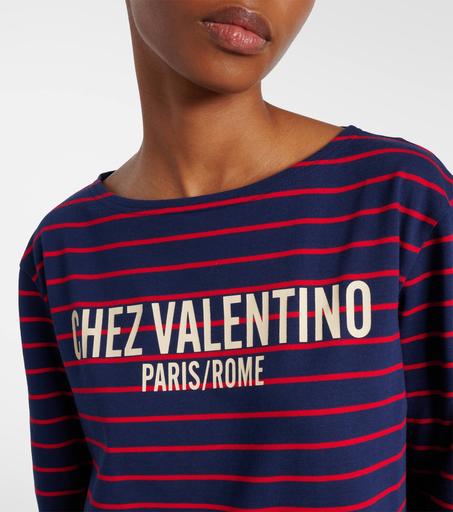 Chez Valentino striped cotton jersey top - 4