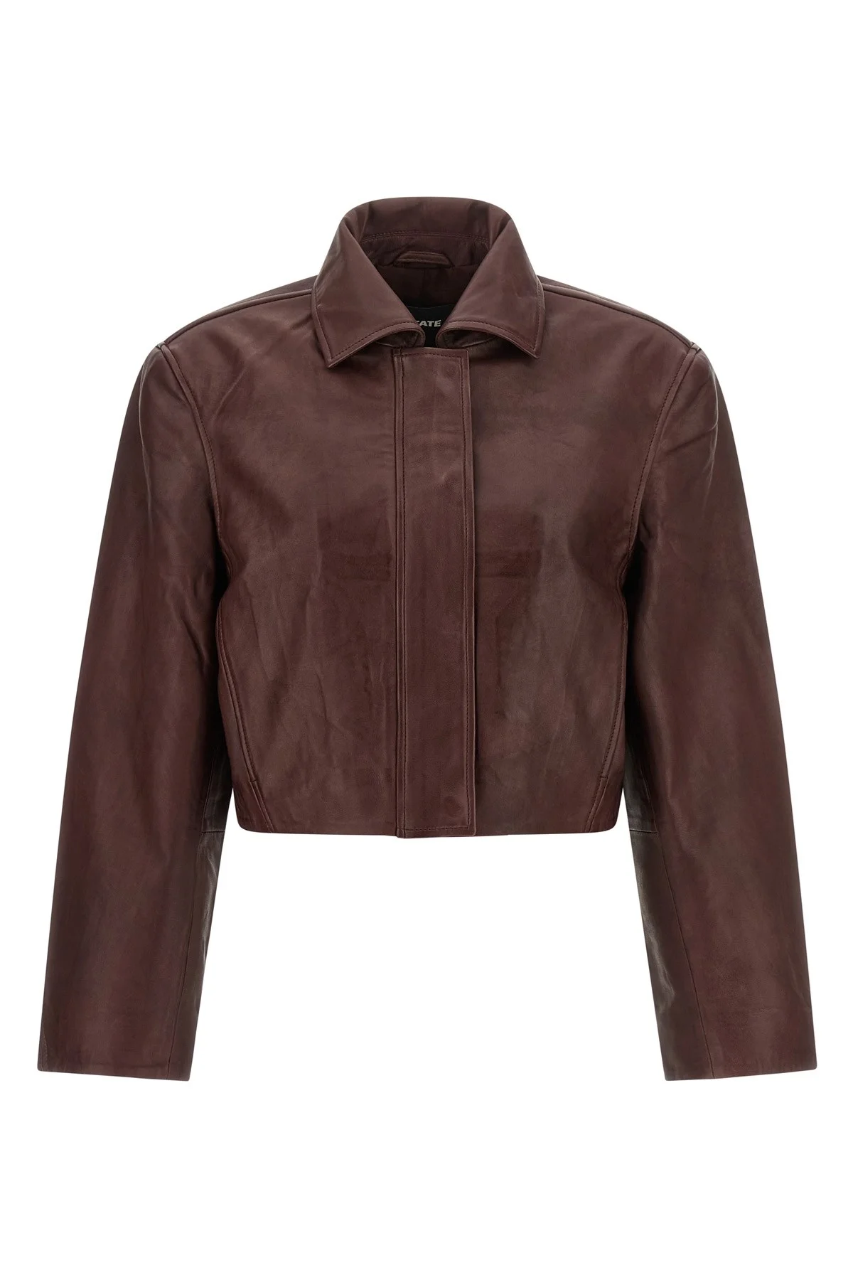 ' Boxy Square Leather' Jacket - 1