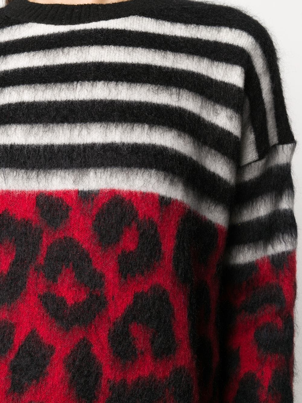 striped and leopard intarsia jumper - 5