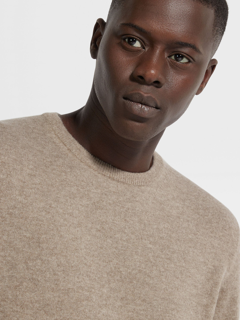 ZEGNA LIGHT TAUPE OASI CASHMERE CREWNECK outlook