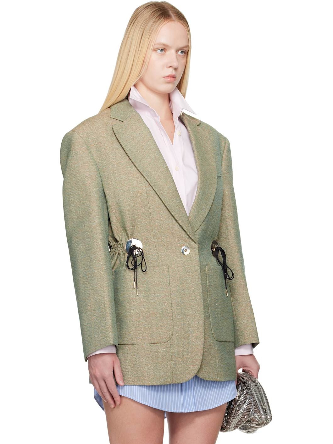 Green Mottled Wool Blazer - 2