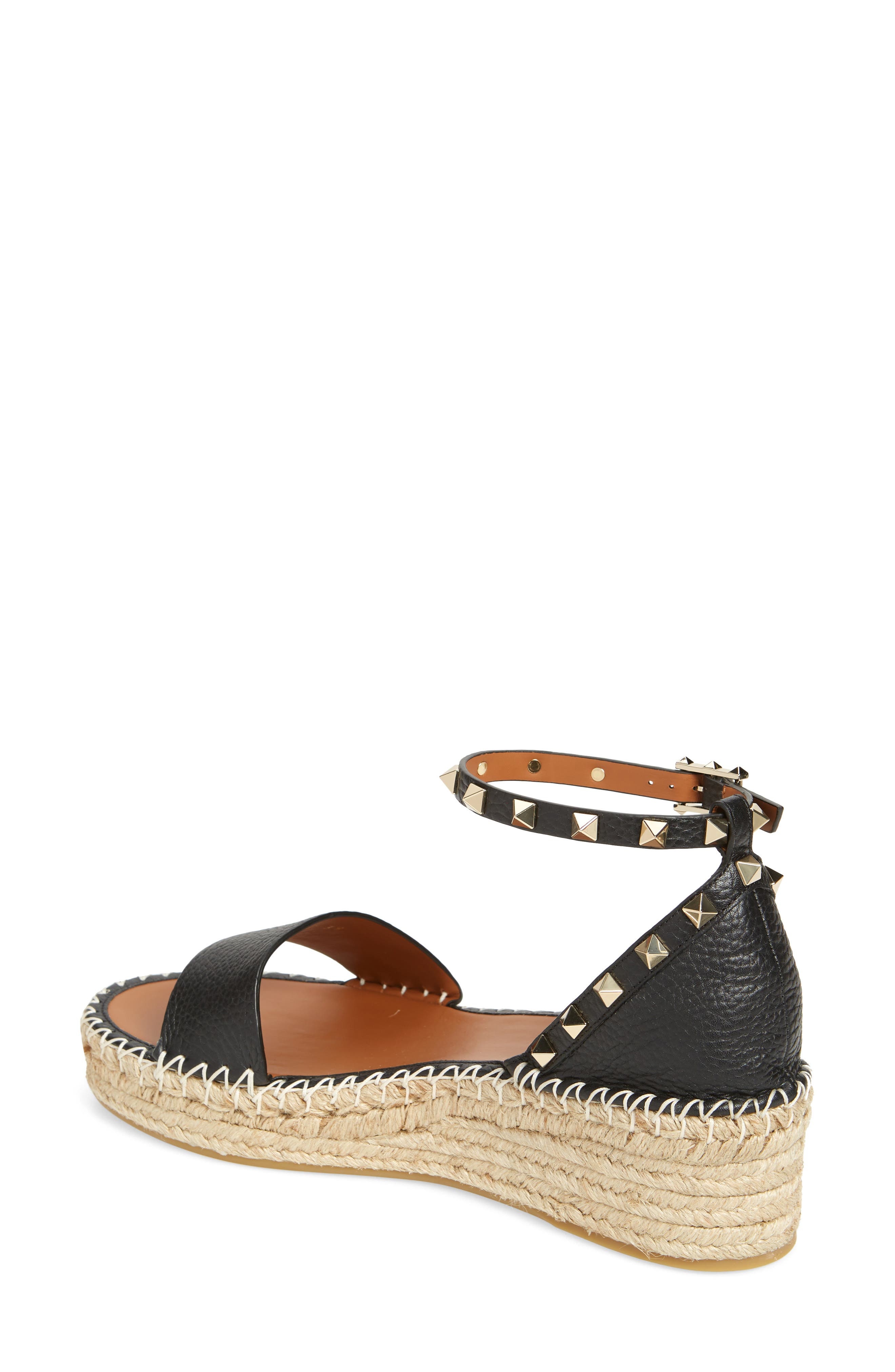 Valentino Garavani Rockstud Espadrille Platform Wedge Sandal in Nero/Light Cuir at Nordstrom - 2