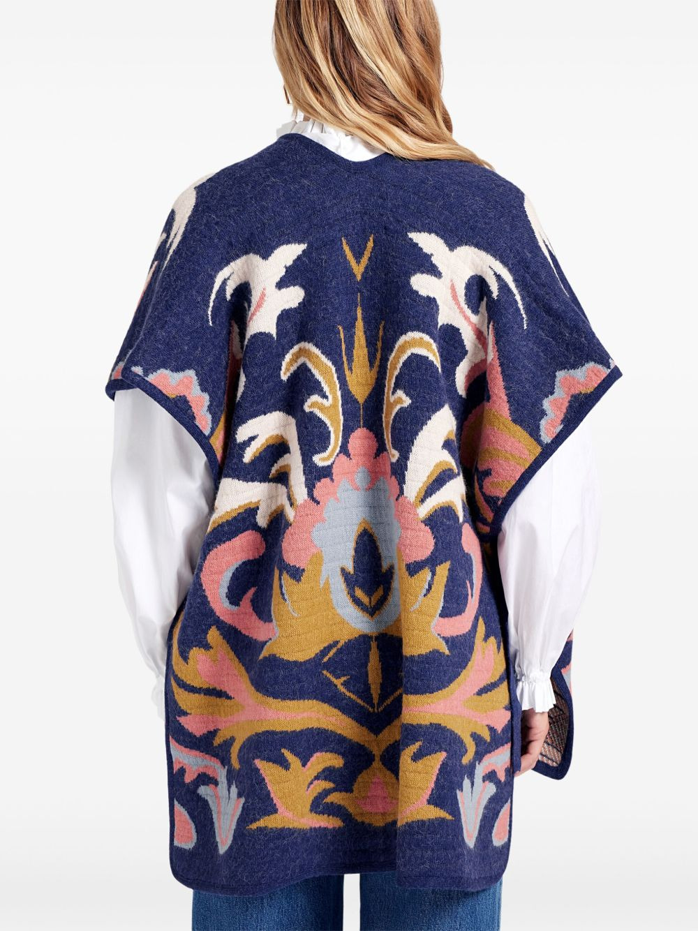 tie-detail printed cape - 2
