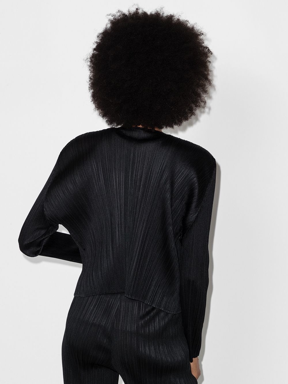 plissé long-sleeve cardigan - 3