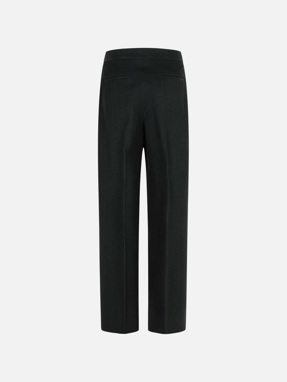BLACK VISCOSE BLEND TROUSERS - 3