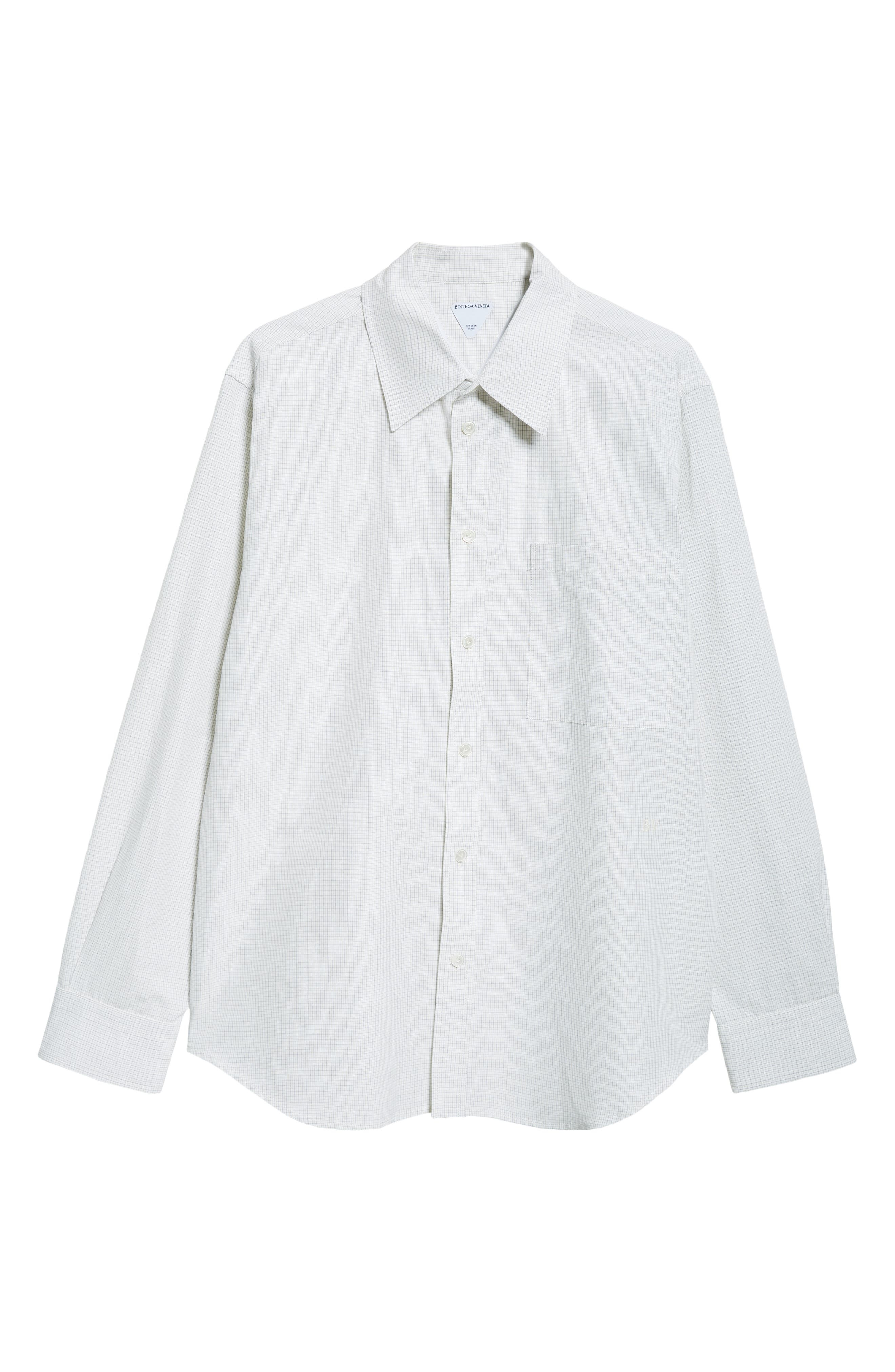 Bottega Veneta Fine Check Button-Up Shirt in Brown/Bay Leaf at Nordstrom - 6