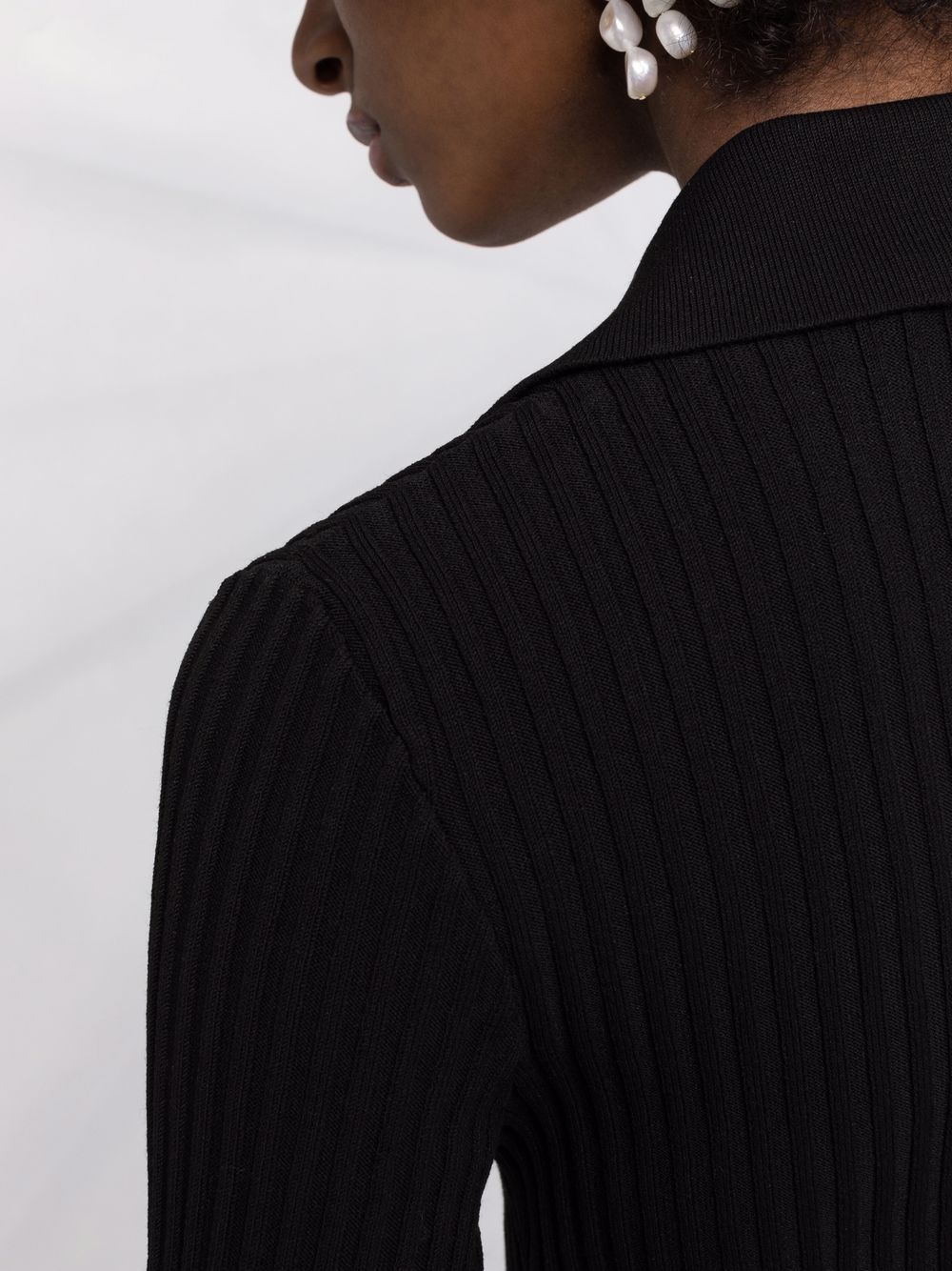 ribbed buttoned-up knitted top - 3