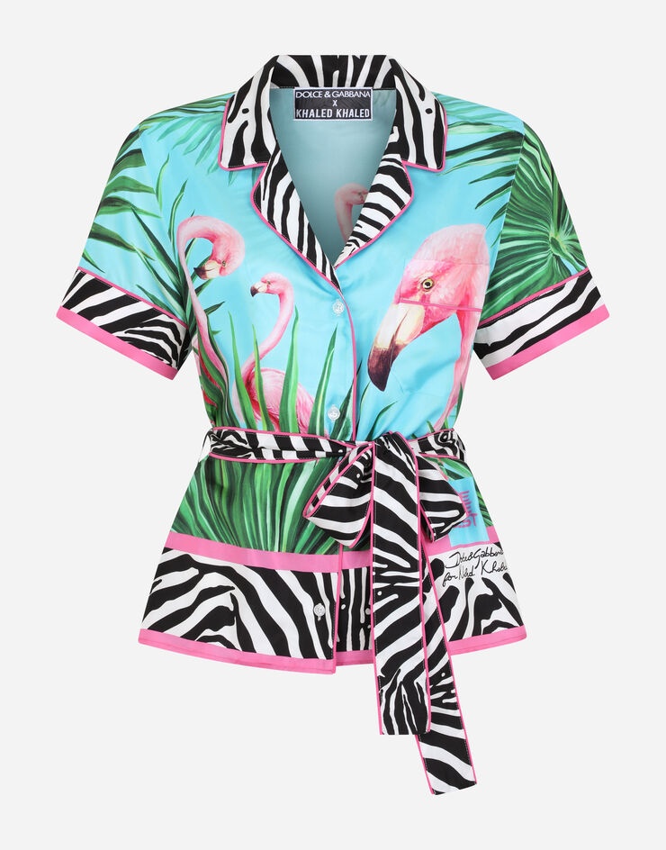 Flamingo-print twill shirt - 3