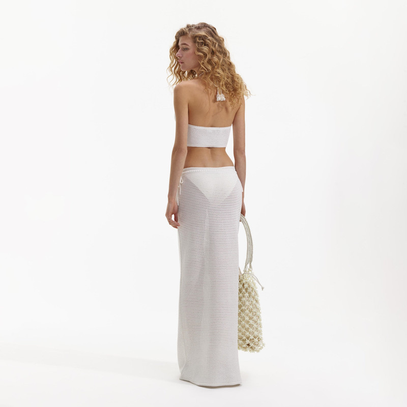 self-portrait White Crochet Maxi Skirt outlook