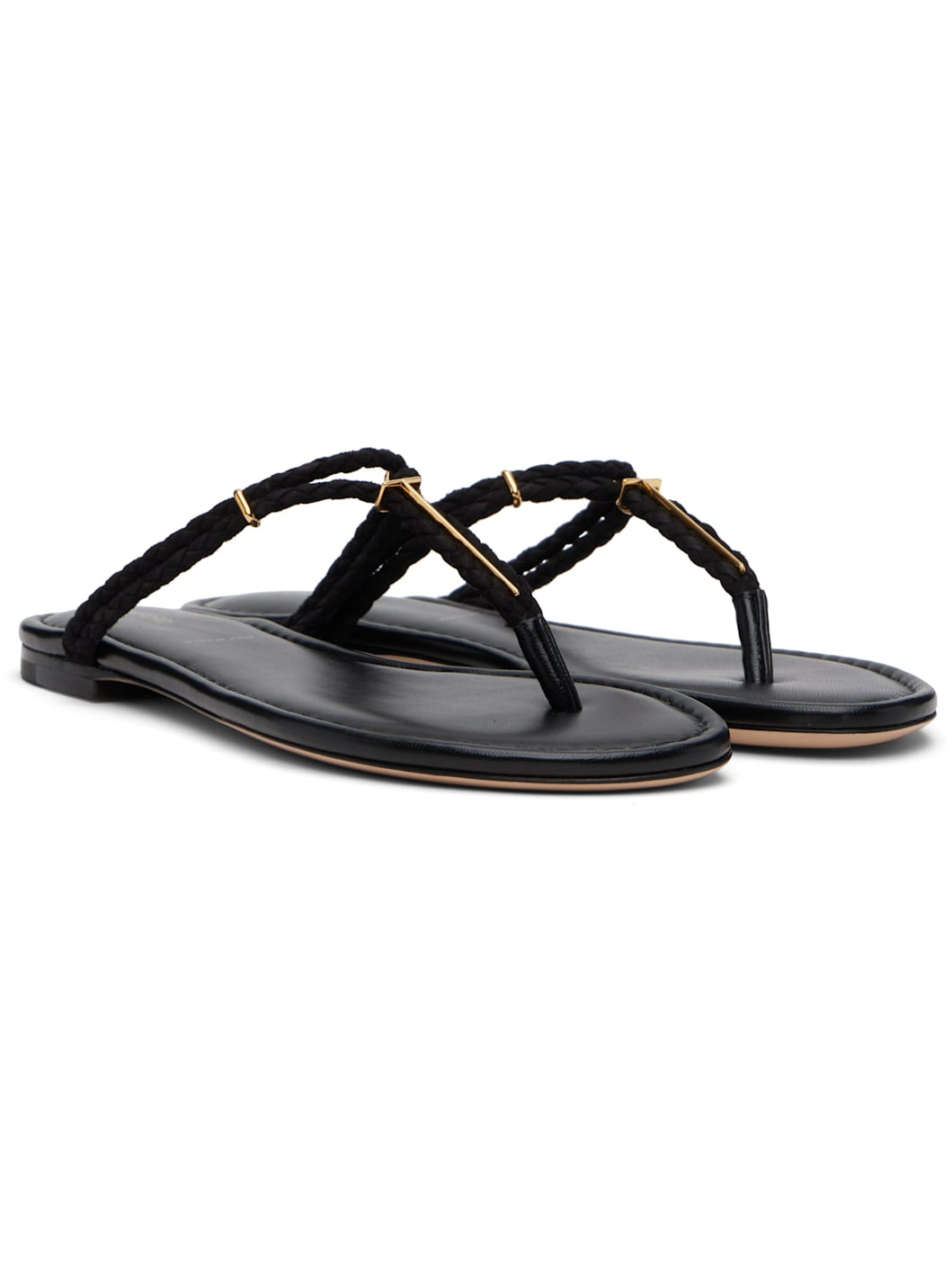 Black Woven Suede Lily Thong Sandals - 4