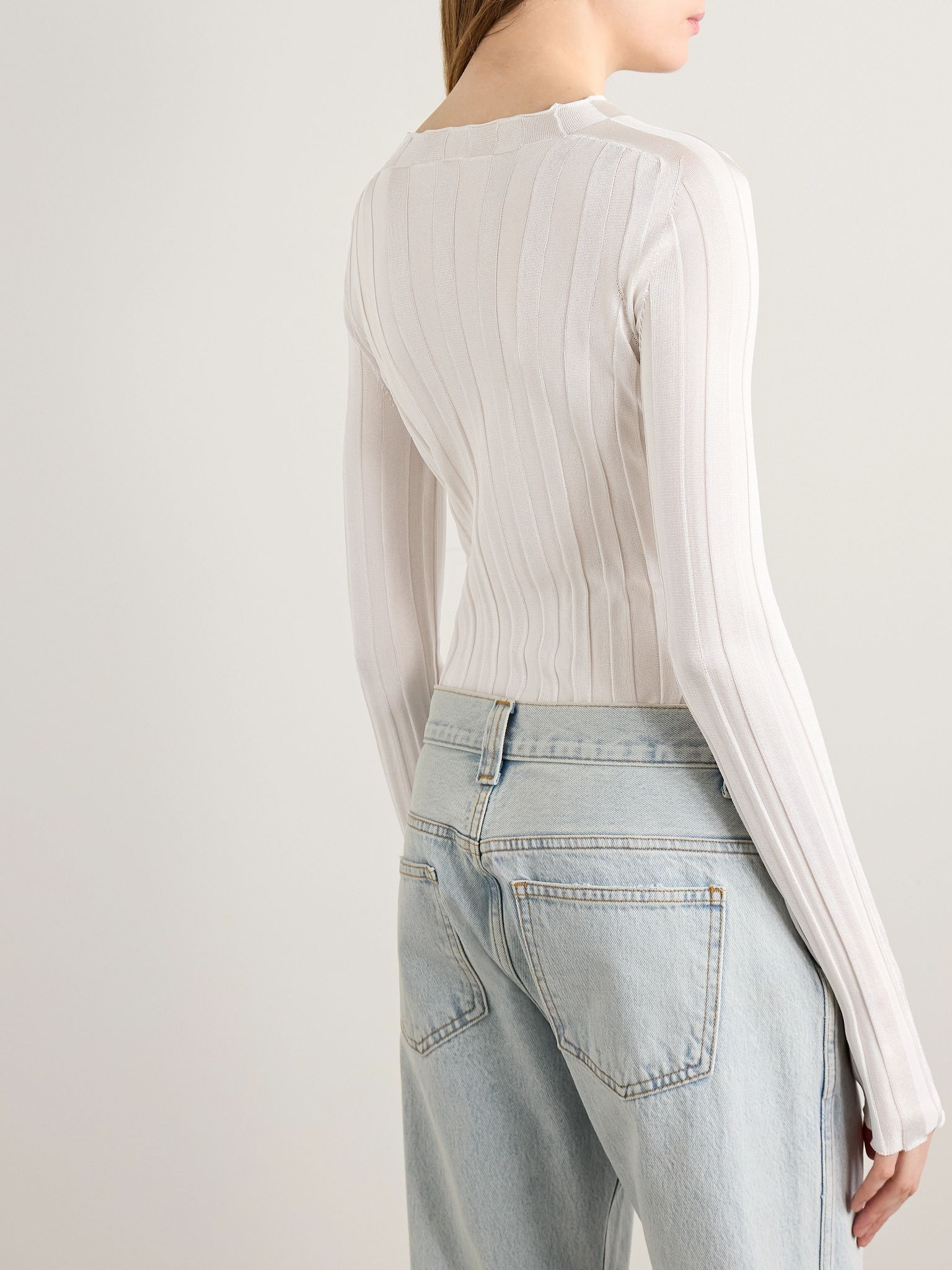 Cosette ribbed-knit top White - 3