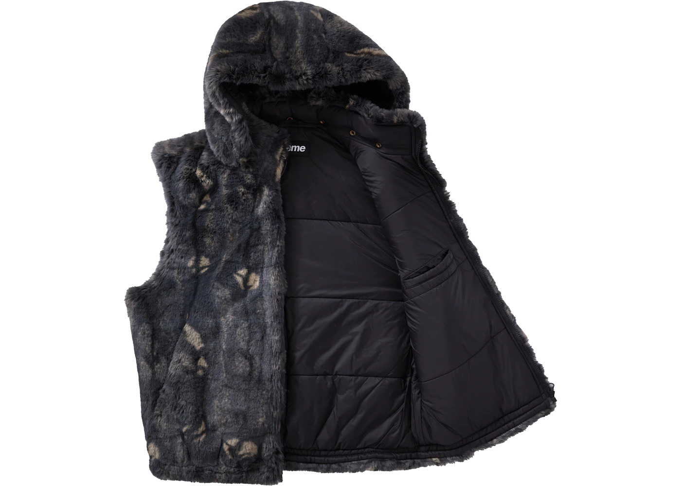 Supreme Faux Fur Hooded Vest Black - 3