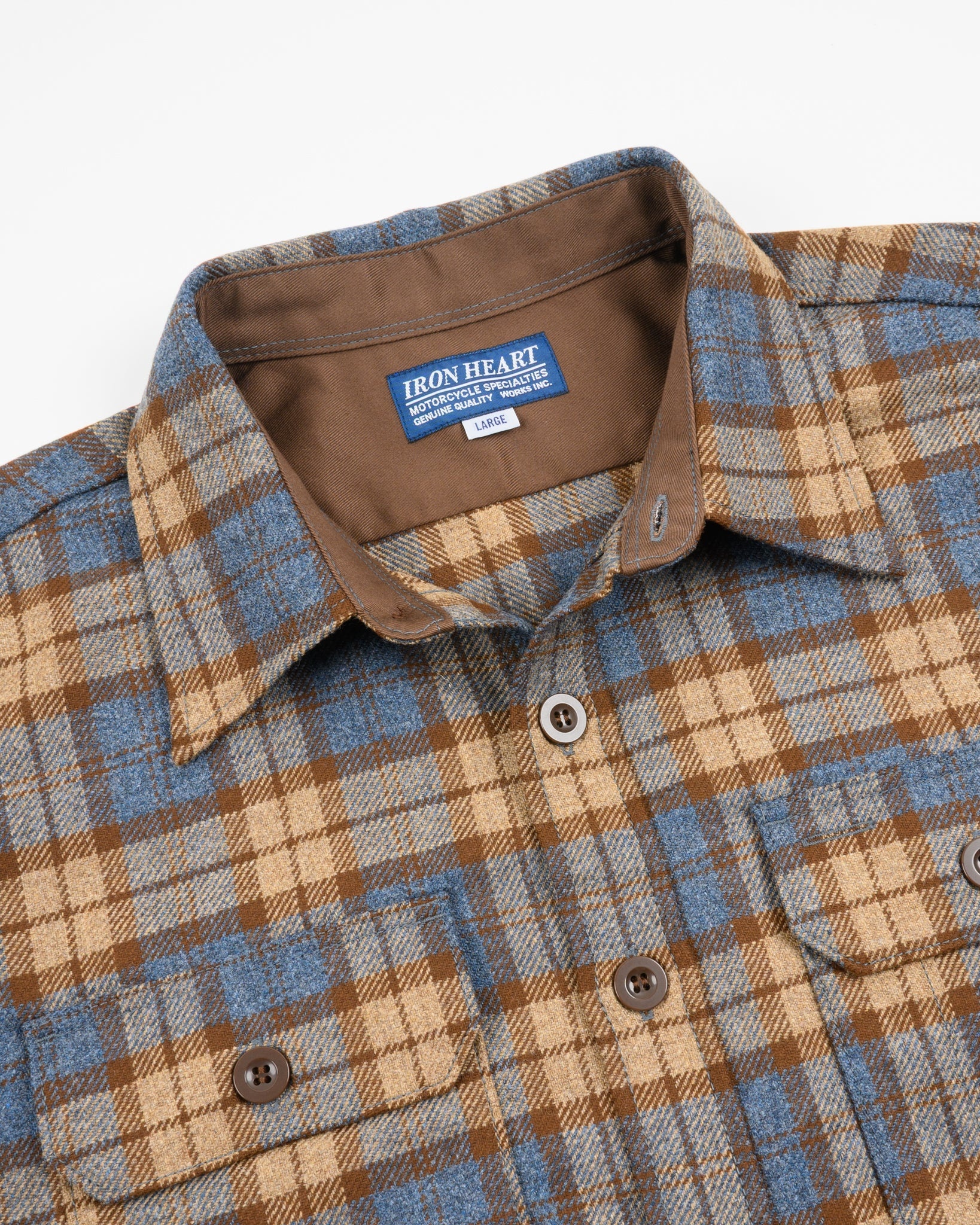 14OZ FOX BROTHERS® WOOL CPO SHIRT - TUSCAN BROWN CHECK TWILL FLANNEL - 7