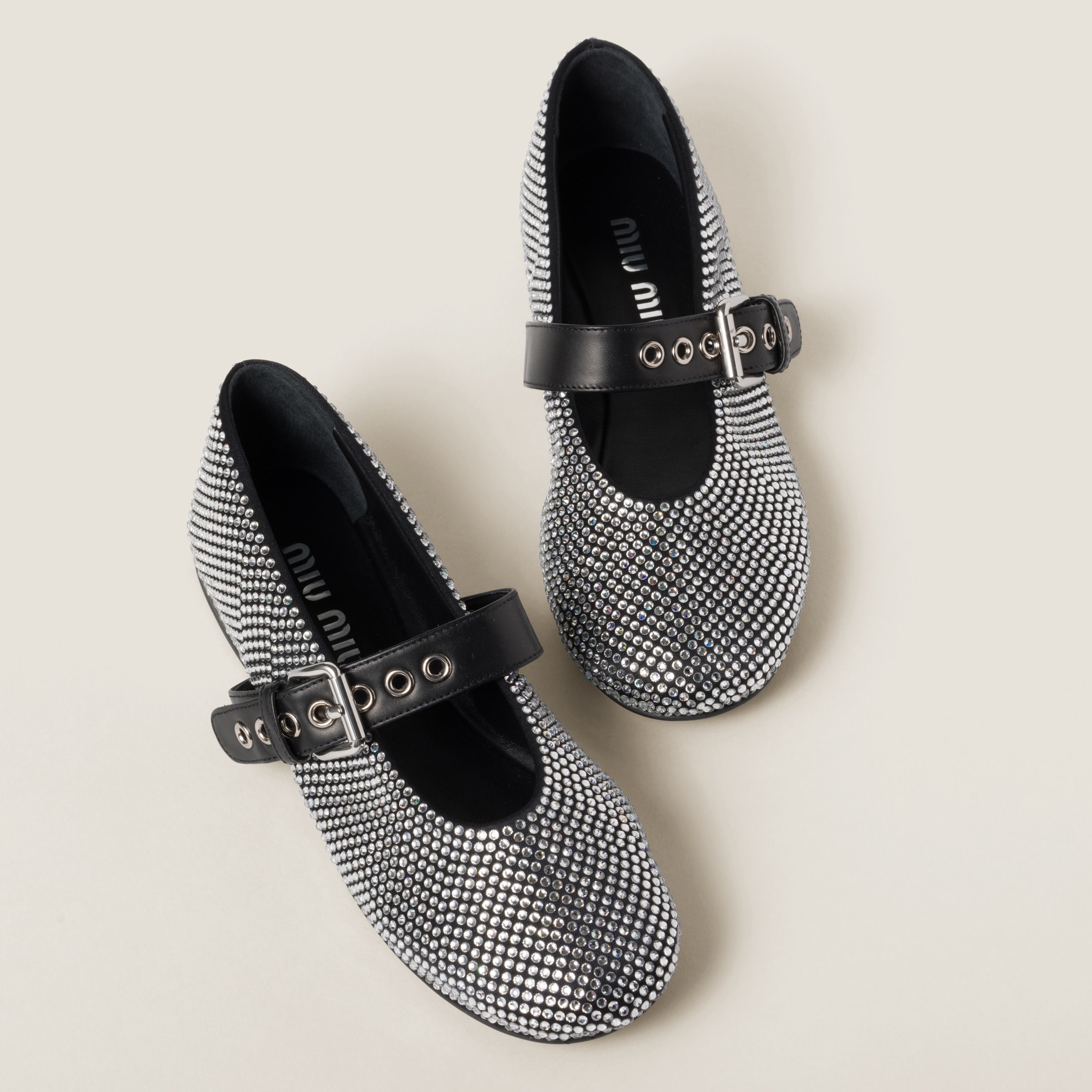 Satin ballerinas with crystals - 4