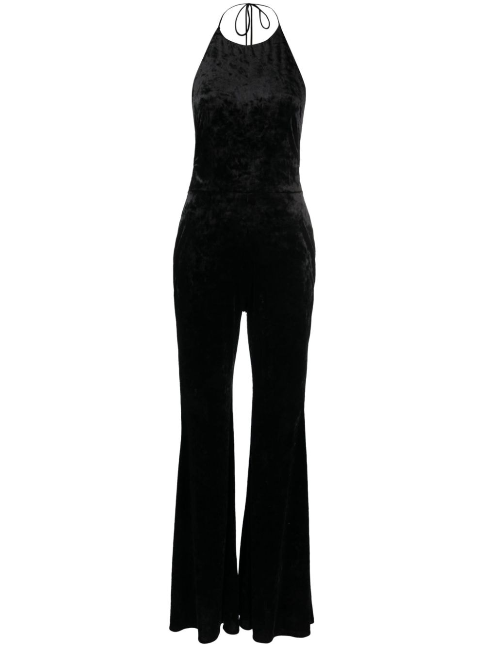 open-back velvet jumpsuit - 1