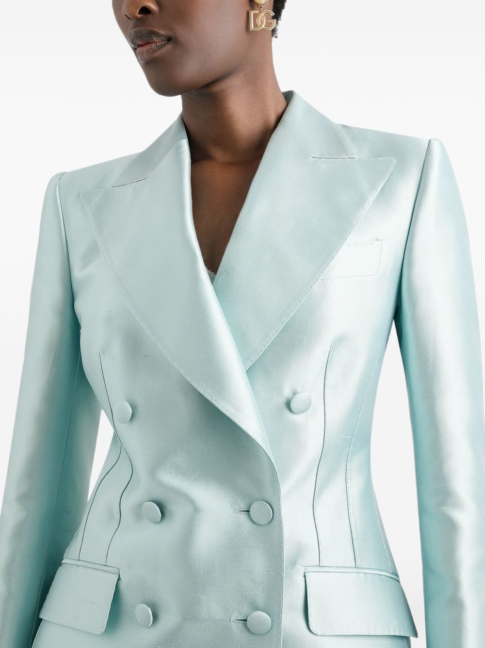 double-breasted satin blazer - 4