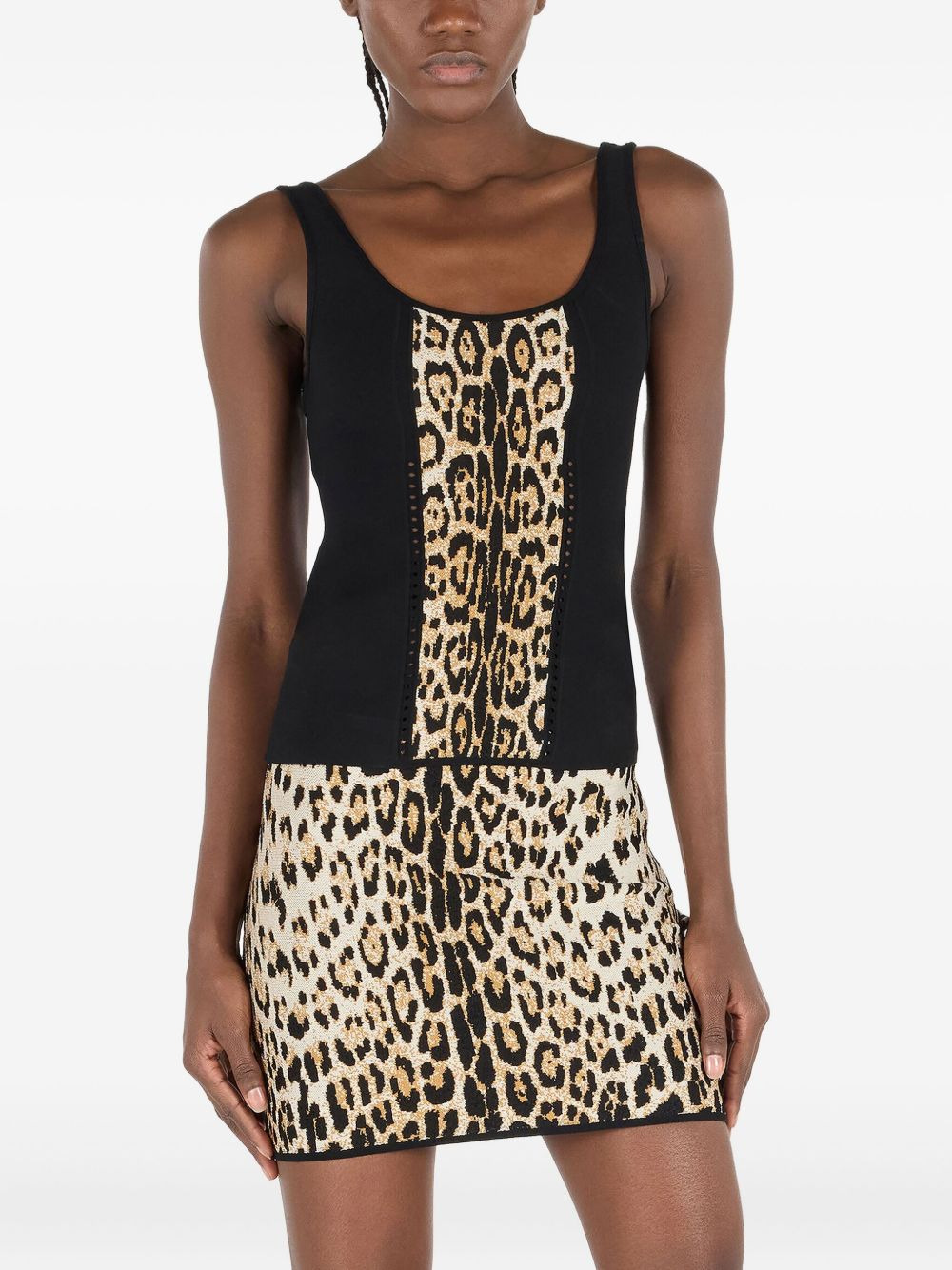 jaguar-print panelled top - 3