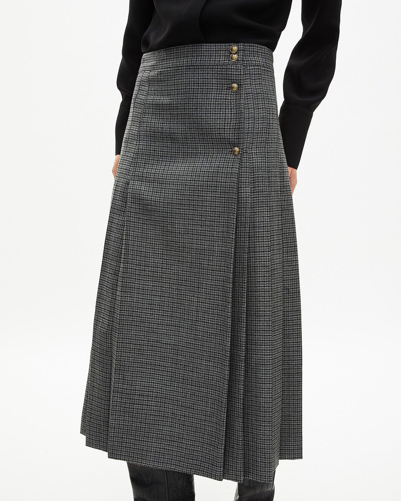 BLACK AND GRAY LONG WRAP SKIRT 5