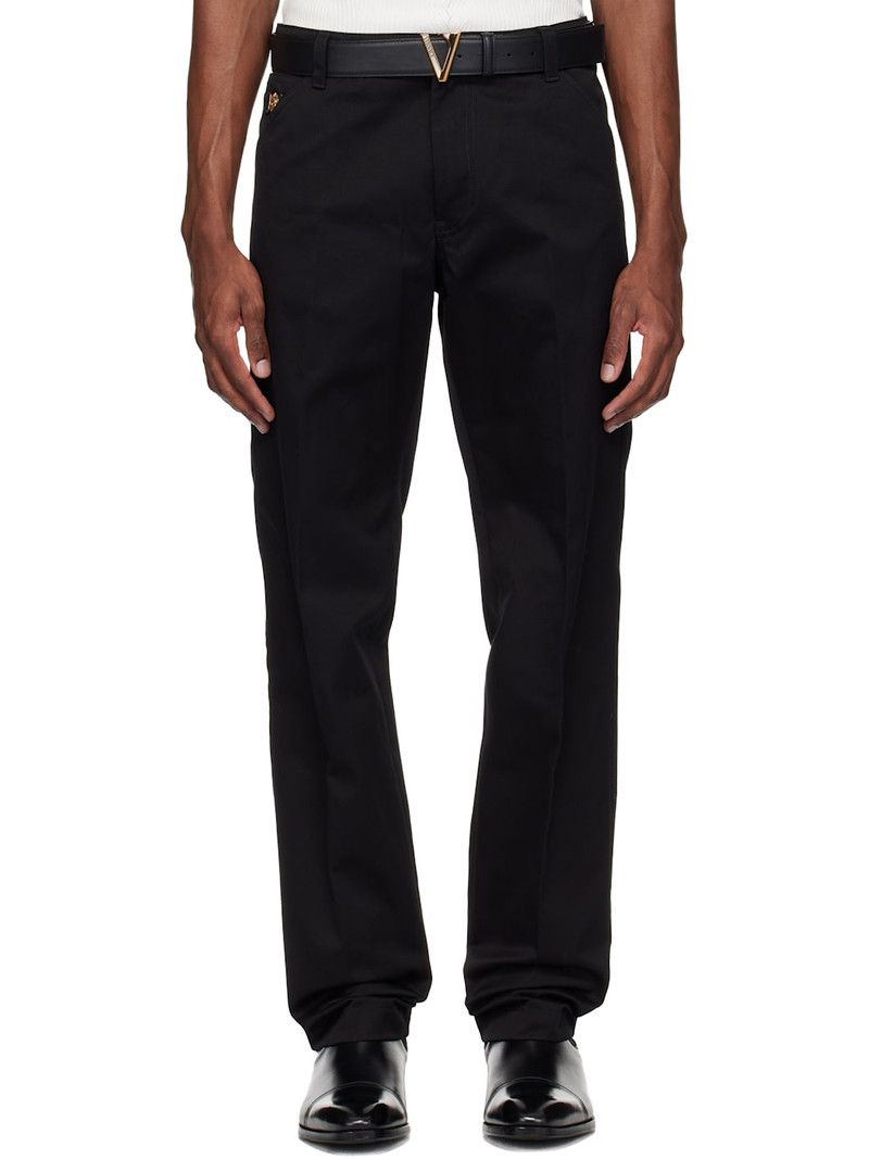 Black Cotton-Gabardine Chino Trousers 1