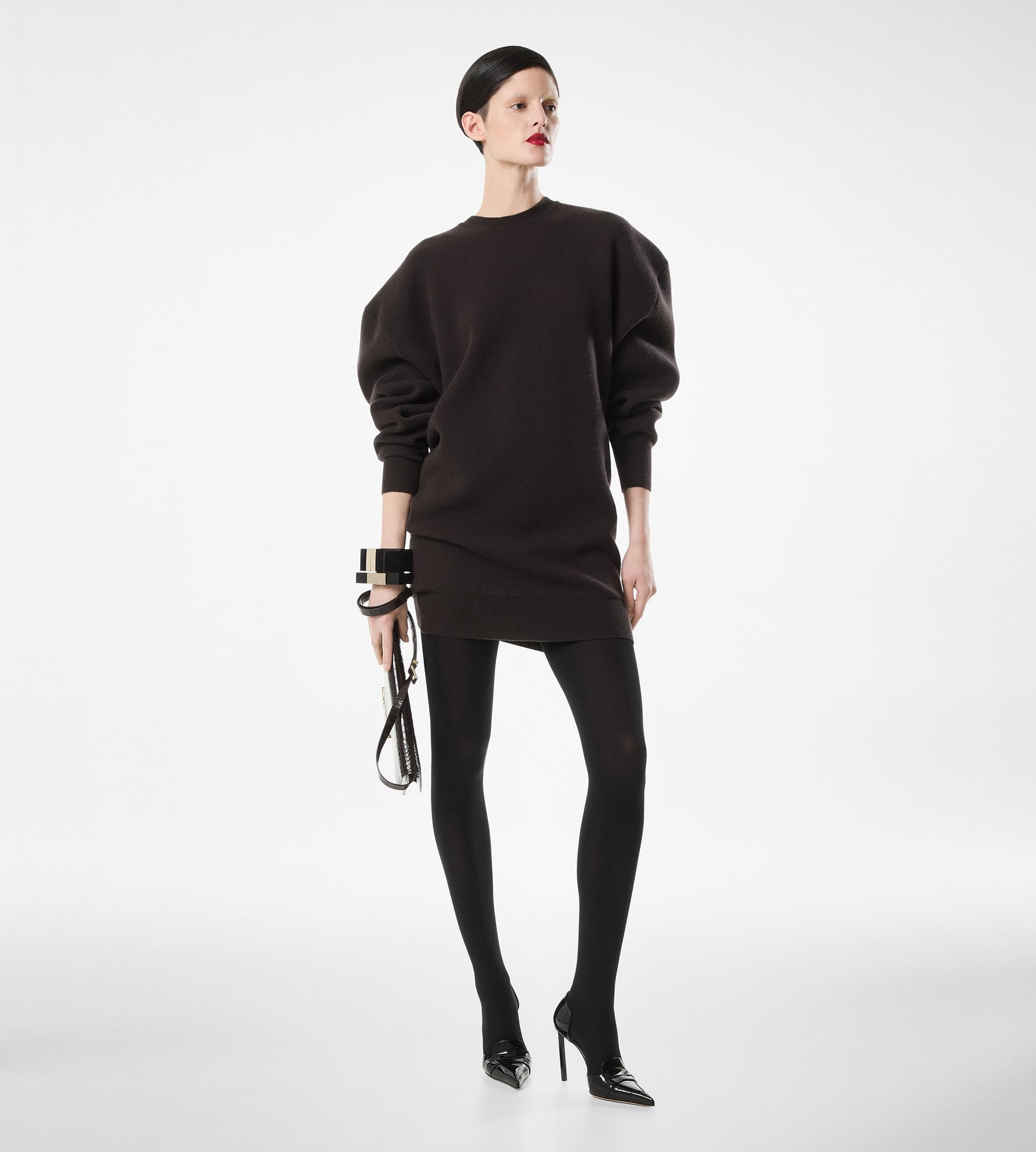 SCULPTURAL WOOL CASHMERE SWEATSHIRT MINI DRESS - 3