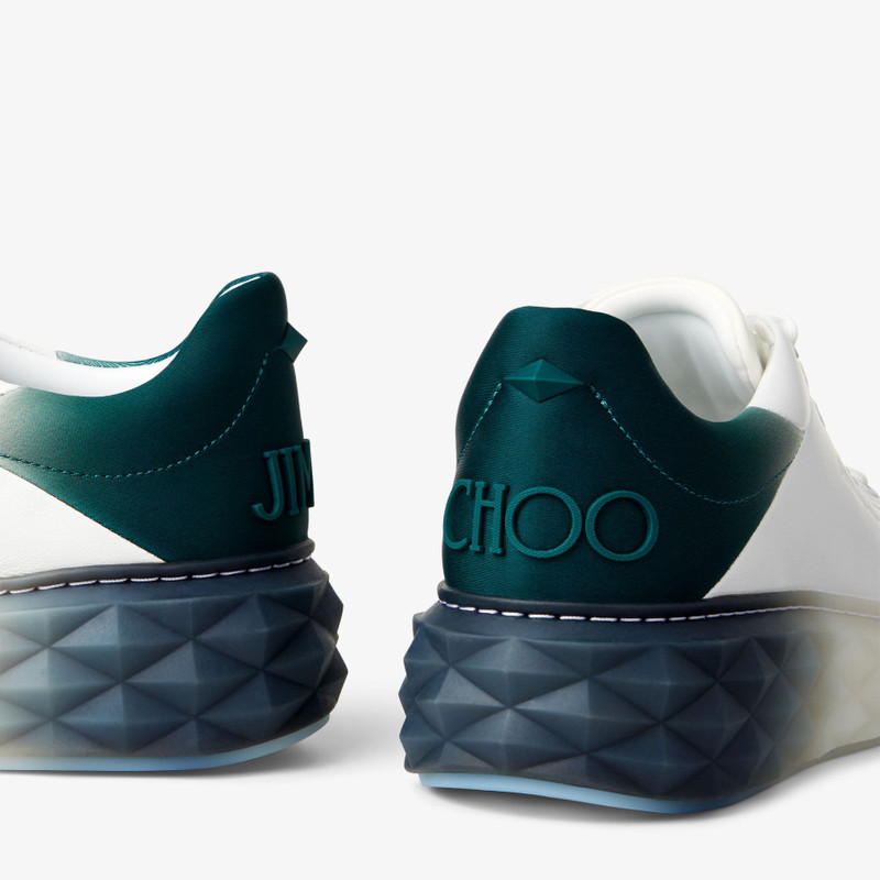 Diamond Maxi/f Ii
White and Green Leather Trainers with Platform Sole 3