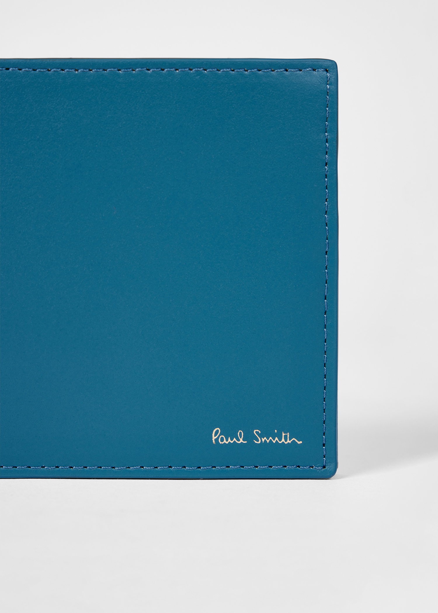 Teal Blue Leather 'Signature Stripe' Interior Billfold Wallet - 3