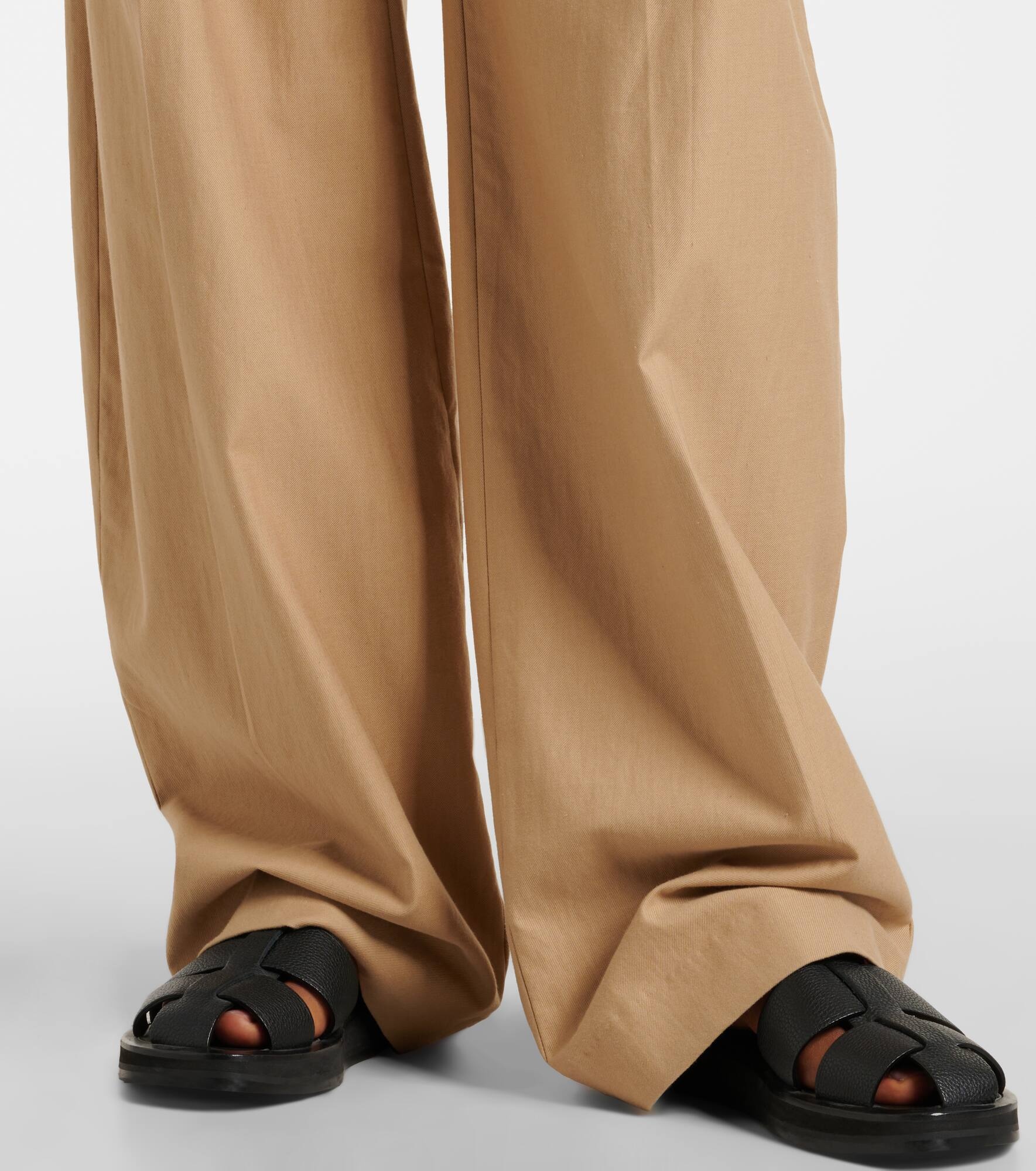 Cotton and wool wide-leg pants - 5