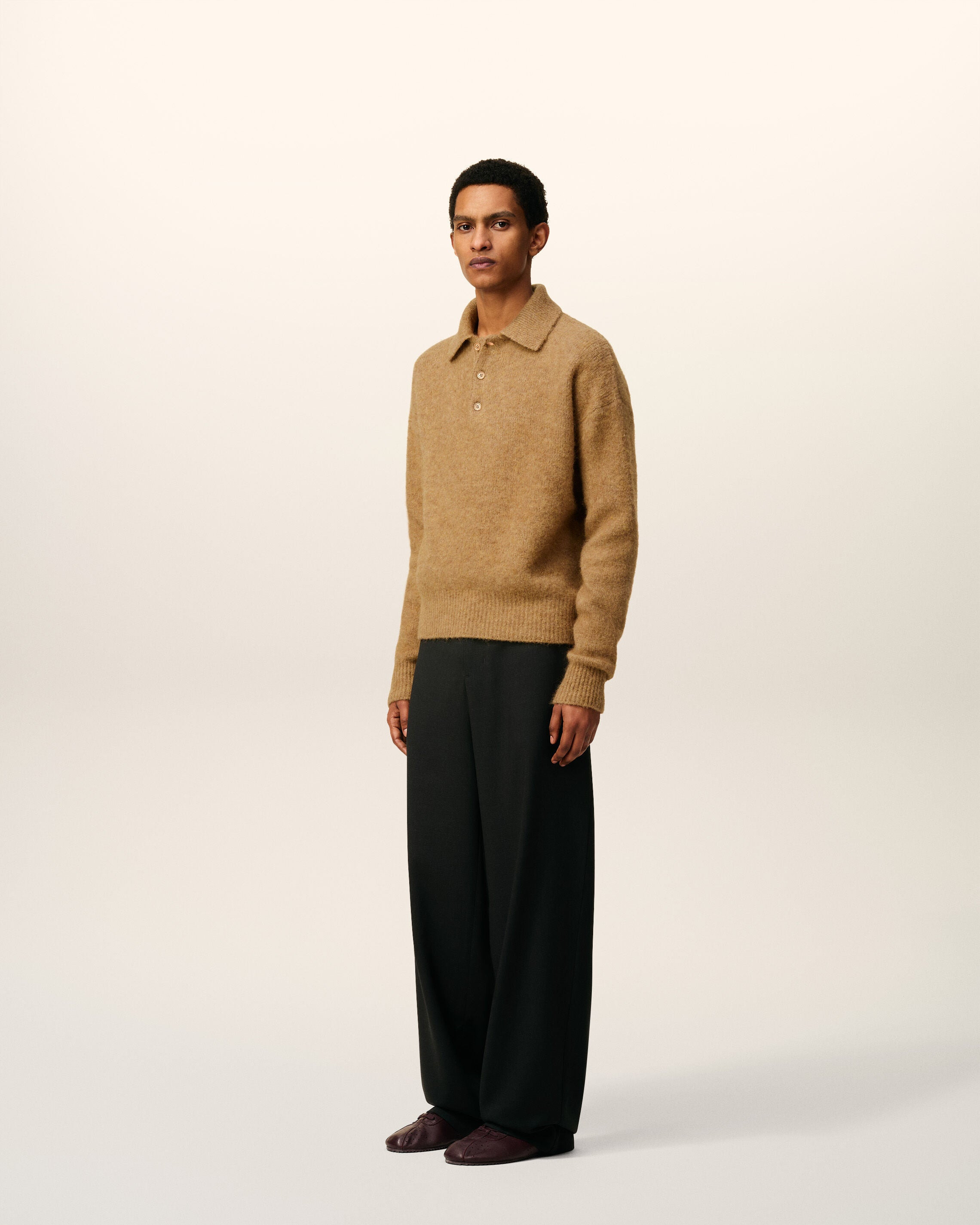 BROWN ALPACA AMI LONG SLEEVES POLO - 6