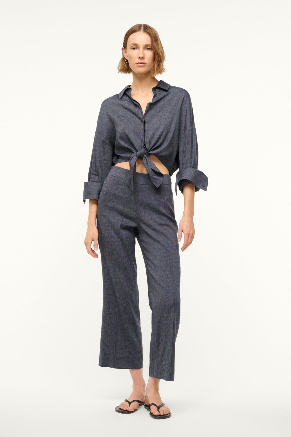 STAUD LISA LINEN TOP CHAMBRAY - 4
