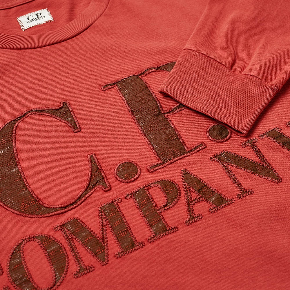 C.P. Company Long Sleeve P.Ri.S.M Garment Dyed Intarsia Logo Tee - 2