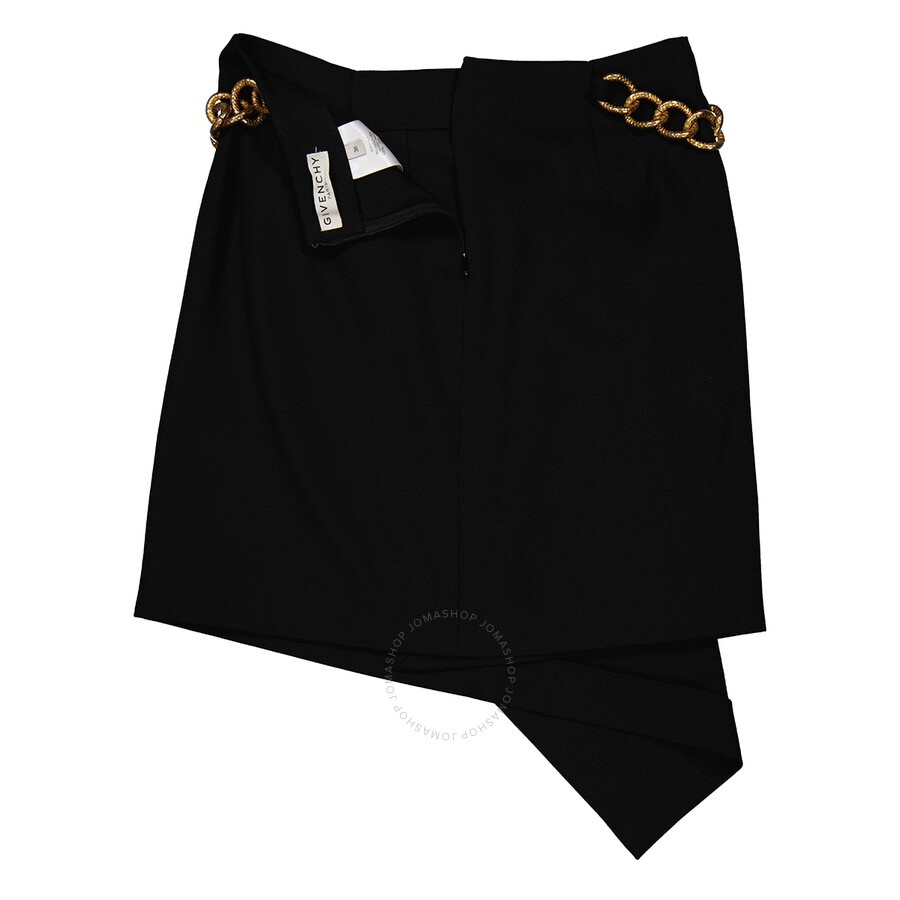 Givenchy Ladies Black Chain-detail Wrap Mini Skirt - 7
