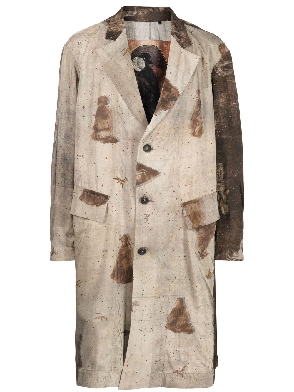 graphic-print single-breasted coat - 1