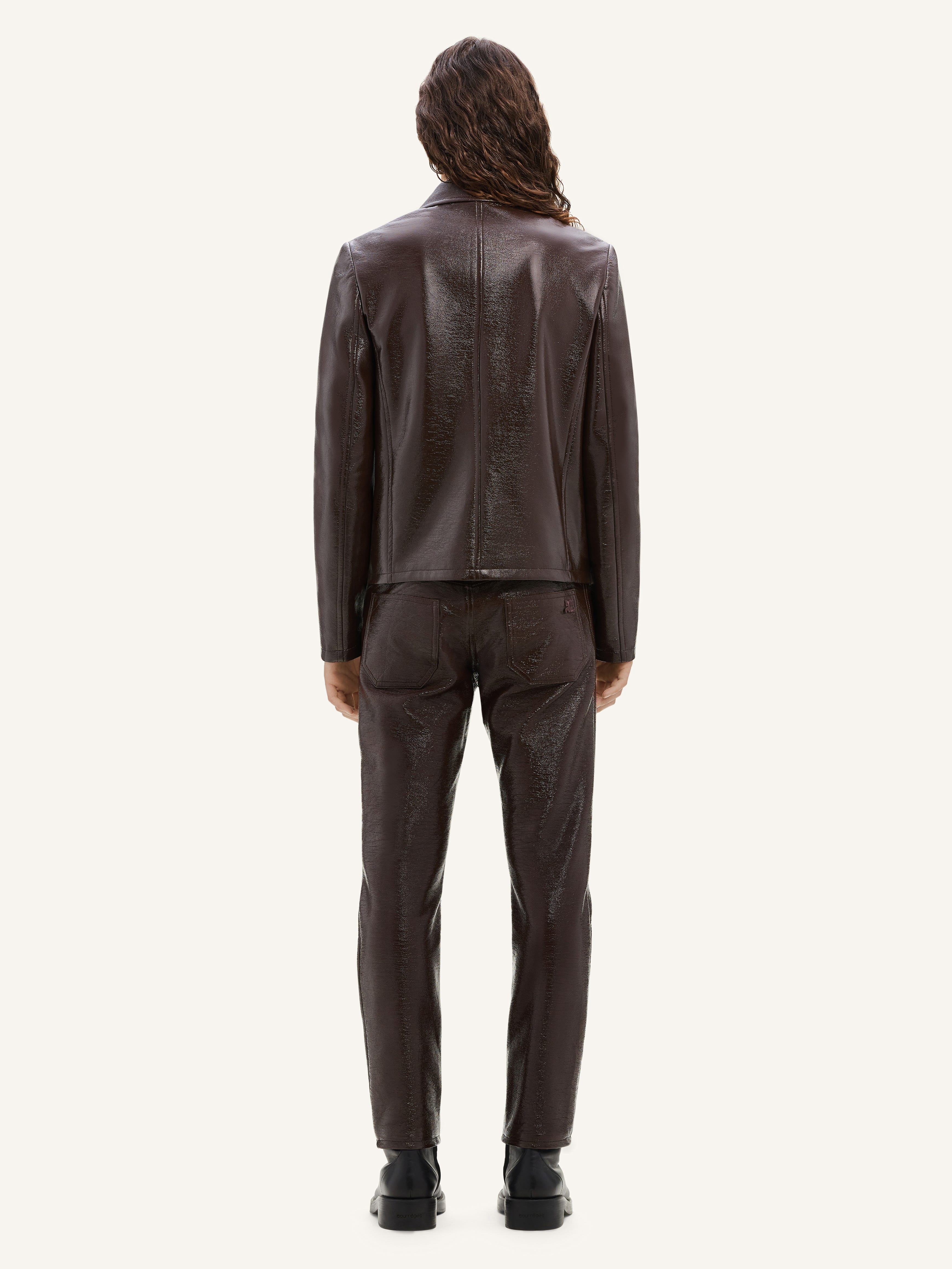 ZIPPED VINYL BIKER JACKET - 4