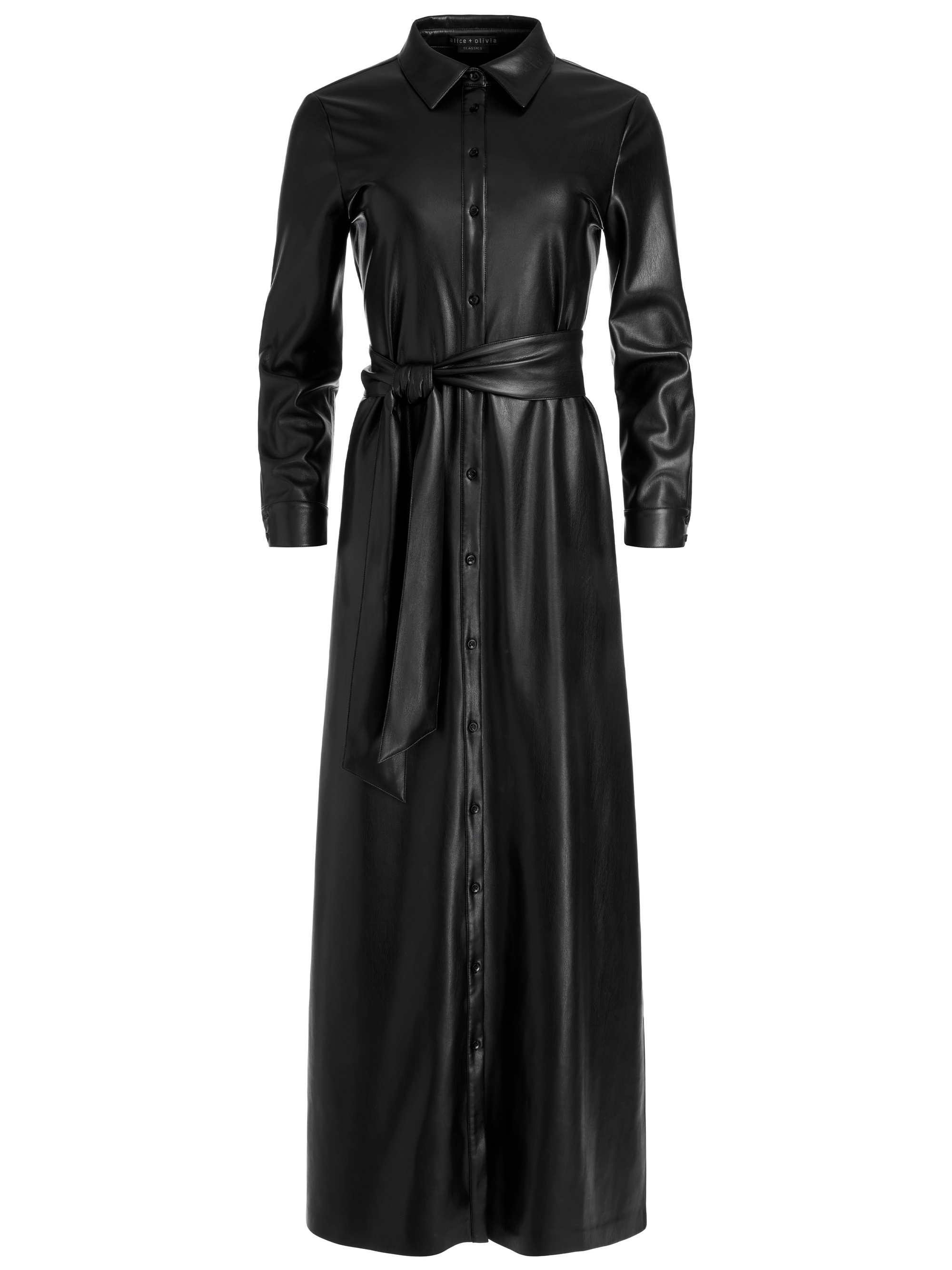 Alice + Olivia CHASSIDY VEGAN LEATHER MAXI SHIRT DRESS - CL000J16517A001 |  REVERSIBLE