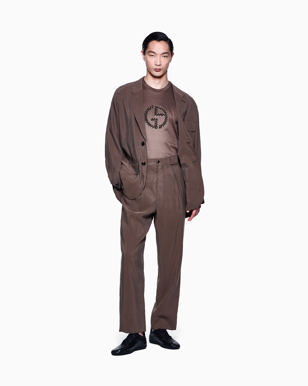 COTTON-INTERLOCK T-SHIRT WITH OVERSIZED EMBROIDERED GA LOGO - 2