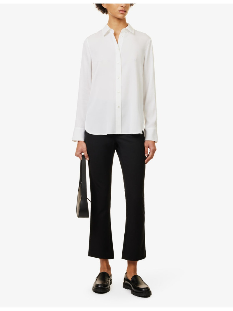 Vince Curved-hem slim-fit silk-blend shirt outlook