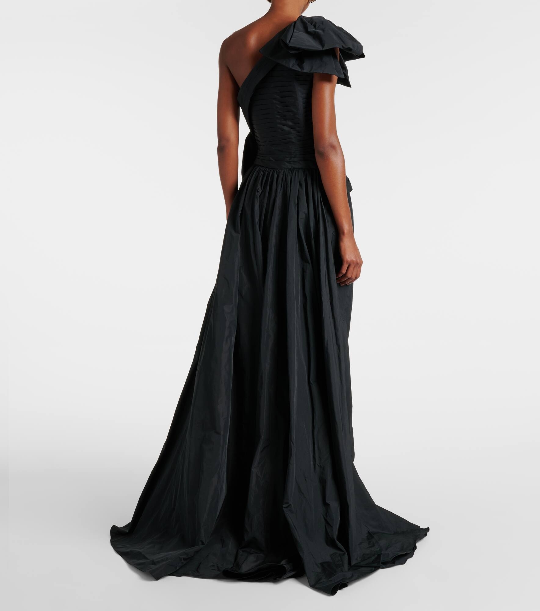Bow-detail one-shoulder taffeta gown - 3
