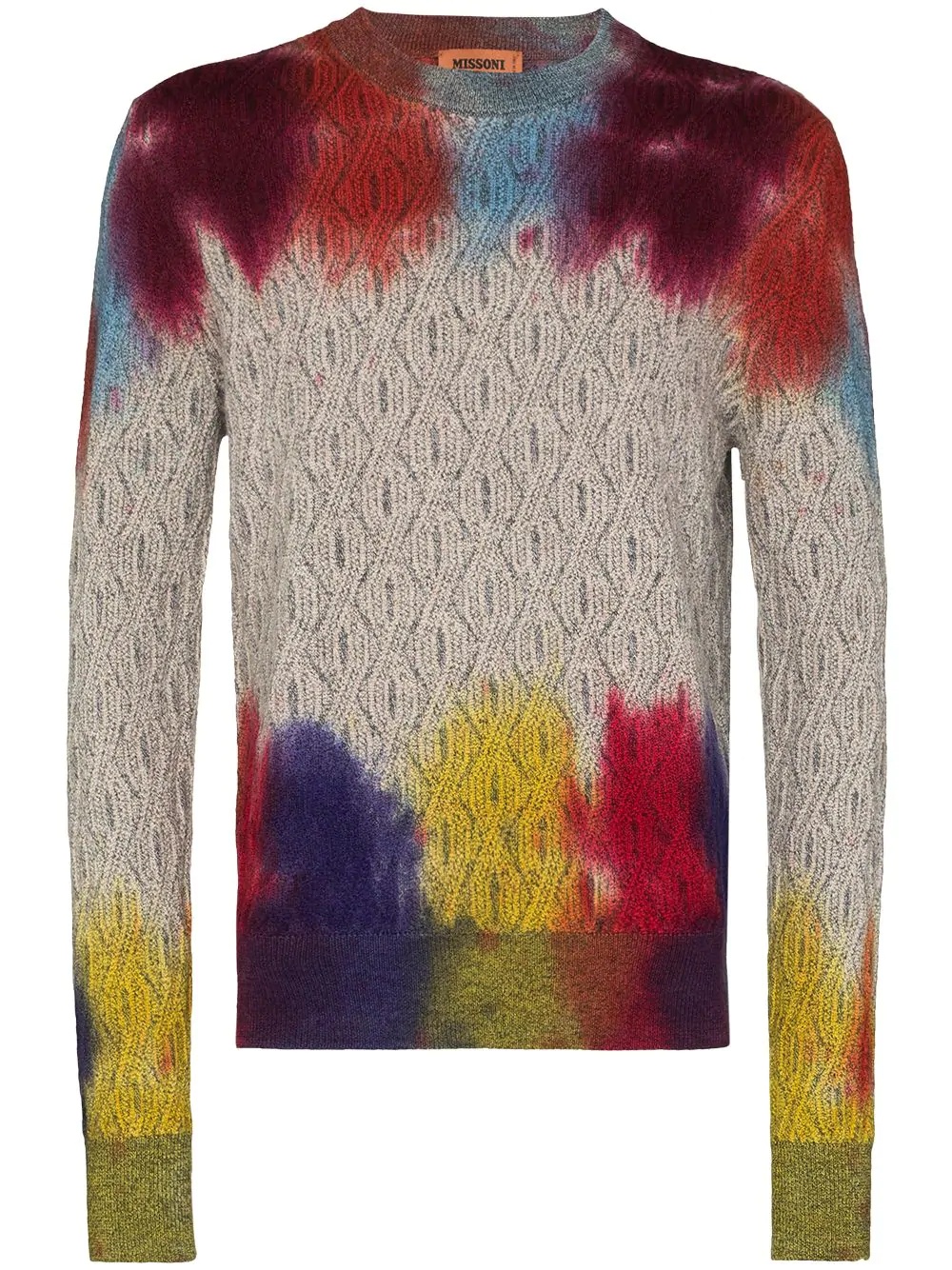 tie-dye cable-knit jumper - 1