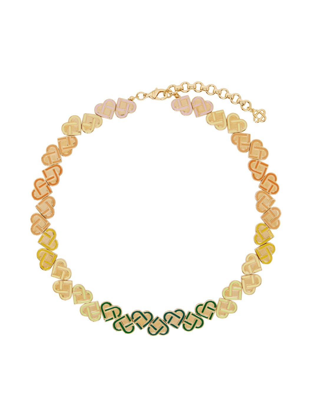 Gold & Multicolor Heart Monogram Necklace - 1