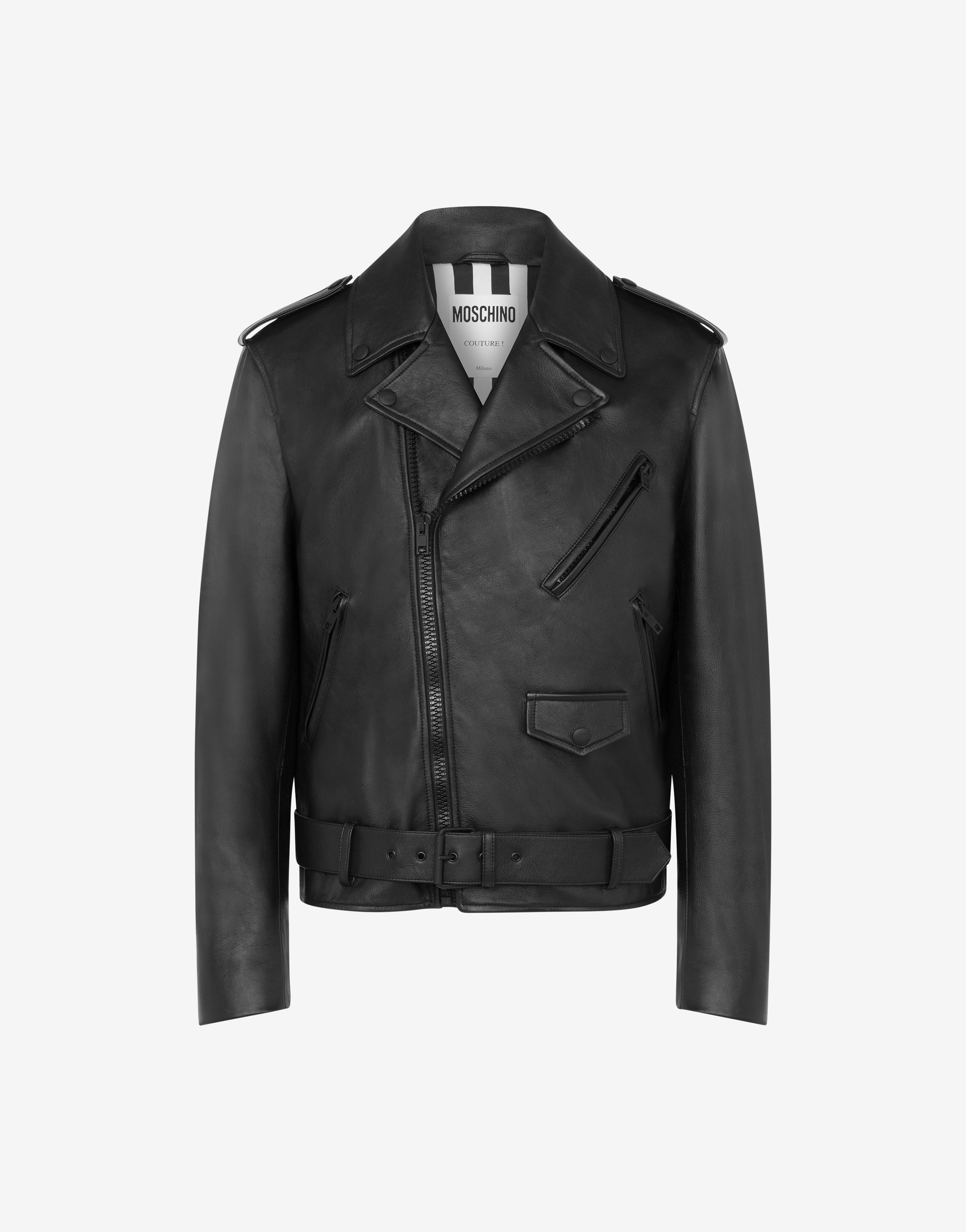 IN LOVE WE TRUST NAPPA LEATHER BIKER JACKET - 1