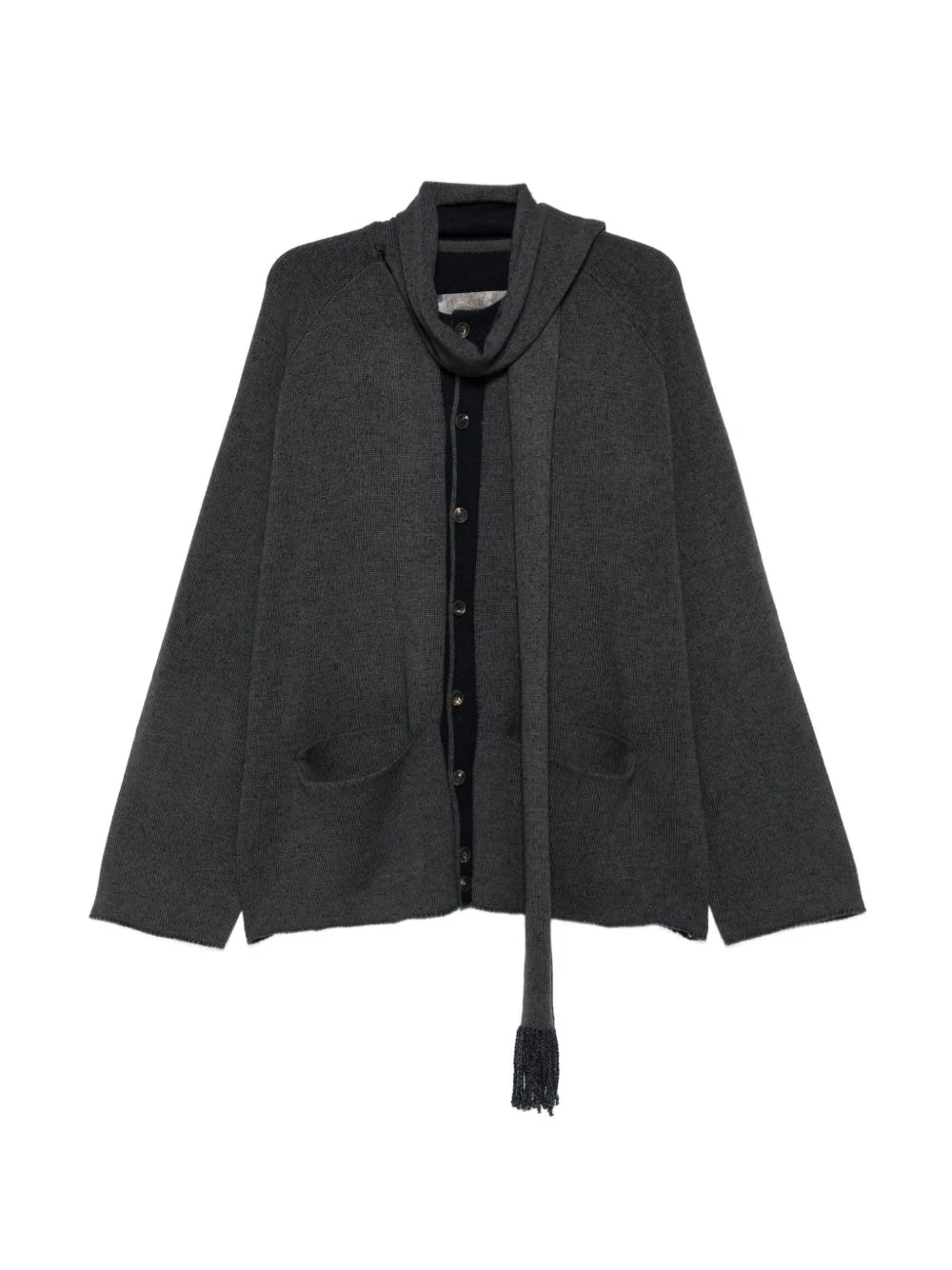 scarf-detail long-sleeve cardigan - 1
