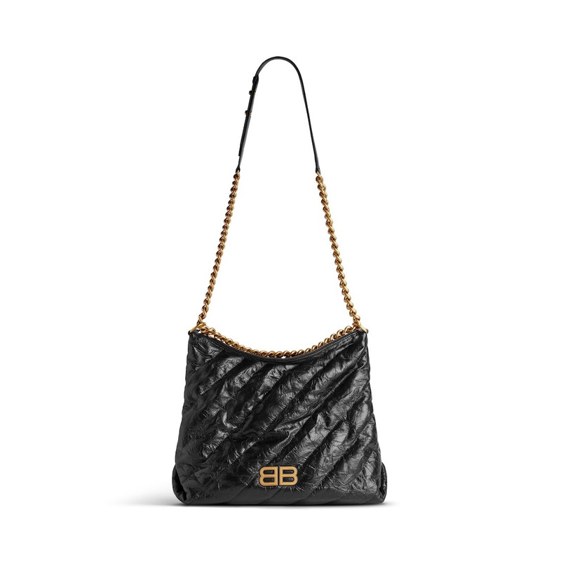 Women's Crush Medium Hobo Bag Quilted  in Black 7