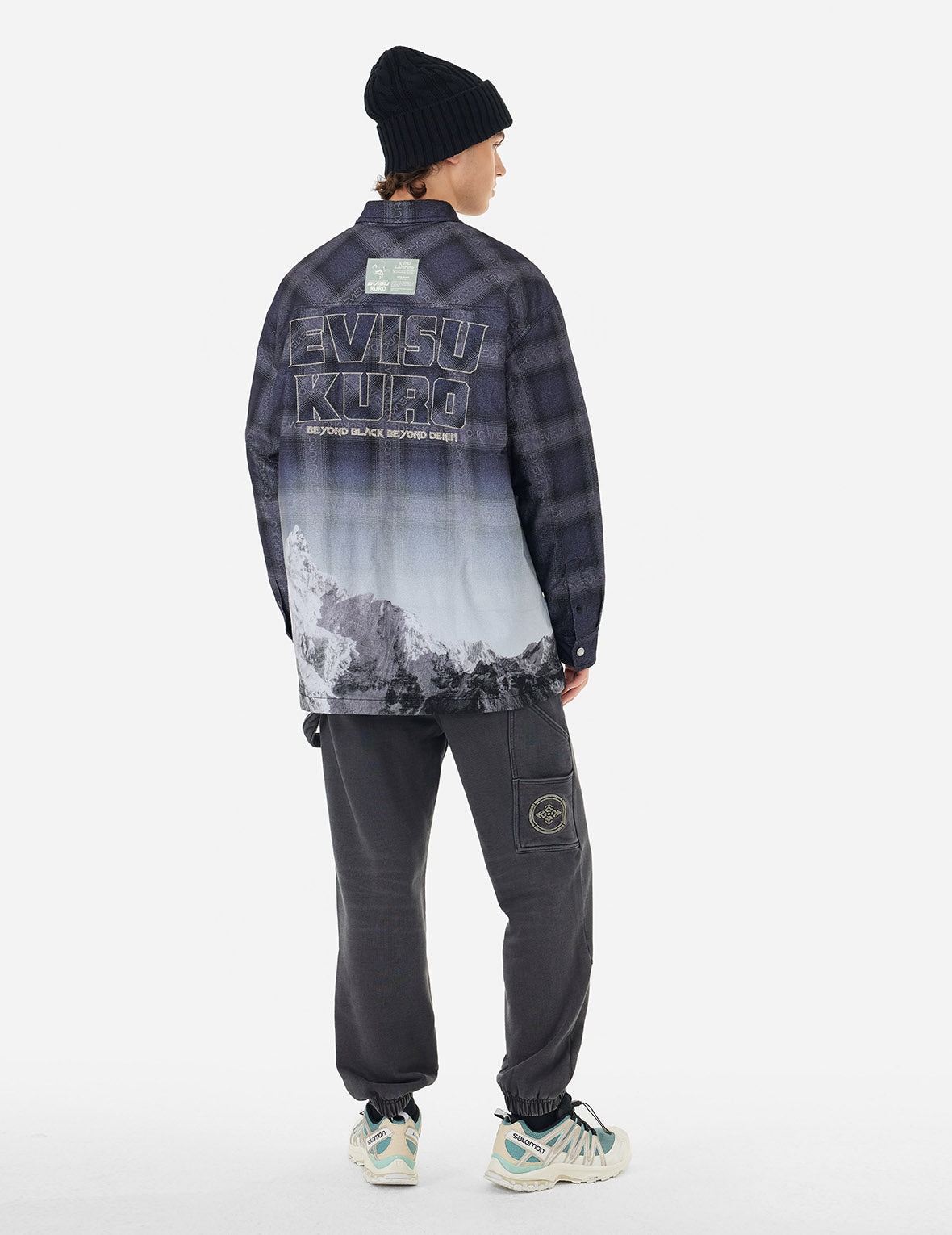 Flannel Check with Snow Mountian Print Relax Fit Shirt Jacket - 4