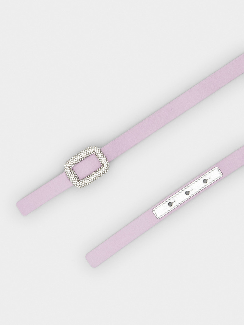 Roger Vivier Viv' Choc Strass Buckle Belt in Satin outlook