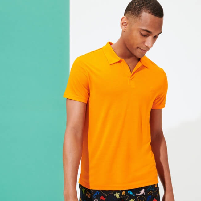 Men Tencel Polo Shirt Solid - 3